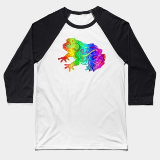 Rainbow Swirly Frog Baseball T-Shirt